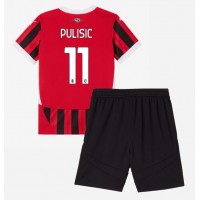 AC Milan Christian Pulisic #11 Fotballklær Hjemmedraktsett Barn 2024-25 Kortermet (+ korte bukser)